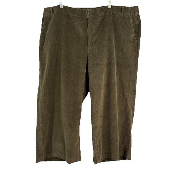 J Jill Women’s Plus Sz 28 Olive Green Cropped Wide Leg‎ Corduroy Pants NWT - Picture 1 of 7